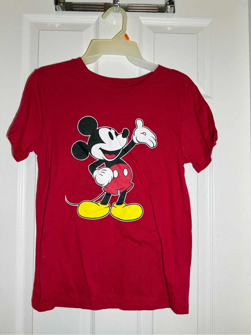 Disney Red Mickey Mouse Graphic Tee with Yellow Shoes